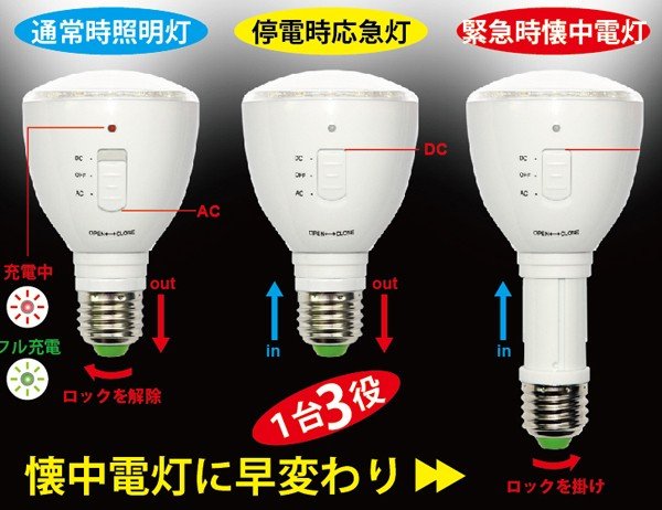 (image for) LED Light bulbs/Emergency Lamps/Flash Lights 3 in 1, Warm white - Click Image to Close