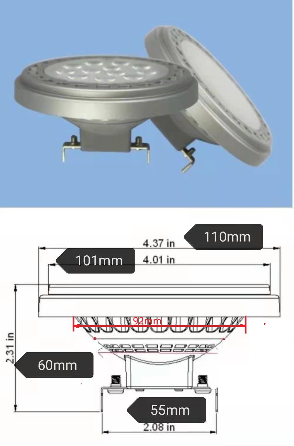 (image for) 15W LED HALOSPOT 111 PRO 35W 12V 30° AR111 G53 QR111 G53 12V - Click Image to Close