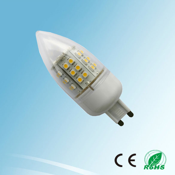 (image for) G9 LED Candle light 3W, 31mm w/cover w/48pcs 3528 SMD LED, 120V - Click Image to Close