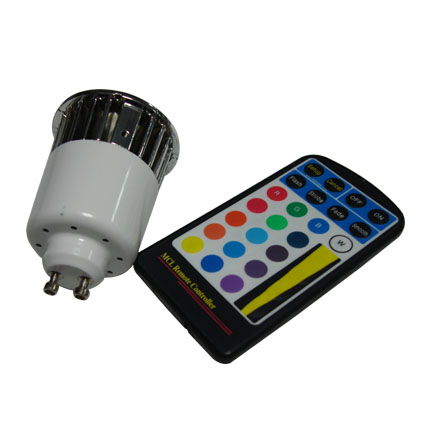 (image for) GU10, 5W, Dimmable remote controlled RGB LED light bulbs - Click Image to Close