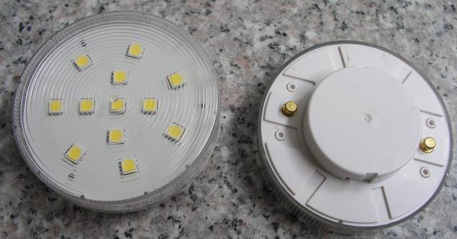 (image for) GX53, 2W Cabinet led light bulbs, 12 SMD LEDs, Warm white, 120V - Click Image to Close