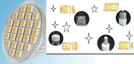 (image for) JDR, MR16, GU10, Dimmable, 4 watt, 27pcs 5050 SMD LEDs, OEM - Click Image to Close