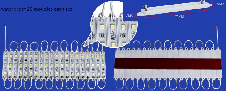 (image for) Waterproof 0.5W LED modules, backlight, 3 pcs 5050 SMD LED, 12V - Click Image to Close