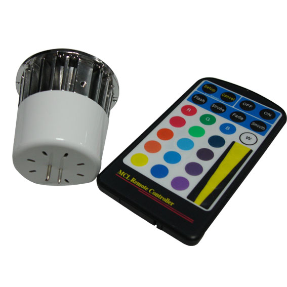(image for) MR16, 5W RGB LED bulbs, Dimmable remote controlled LED bulbs - Click Image to Close