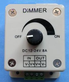 (image for) DC 12V ~ 24V 8A PWM Dimmer, DC Dimmer, Strip led light dimmer - Click Image to Close