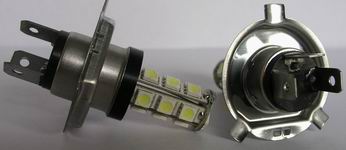 (image for) H4 car led light bulb 2.4 watts, 18 pcs 5050 SMD, 12V, HeadLamps - Click Image to Close