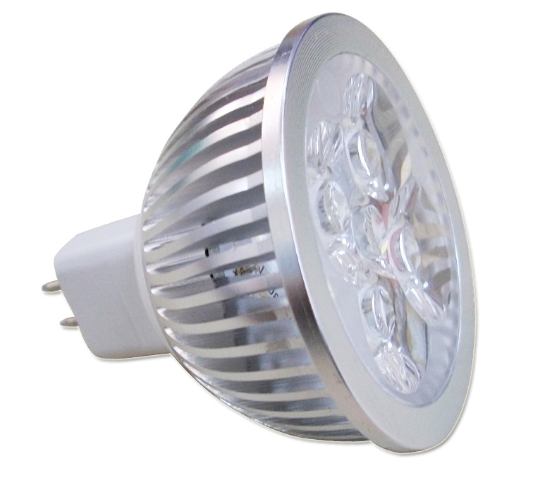 (image for) MR16, 5W LED bulbs, 4X1W power LED, Cool white, DC10~30V, AC12V - Click Image to Close