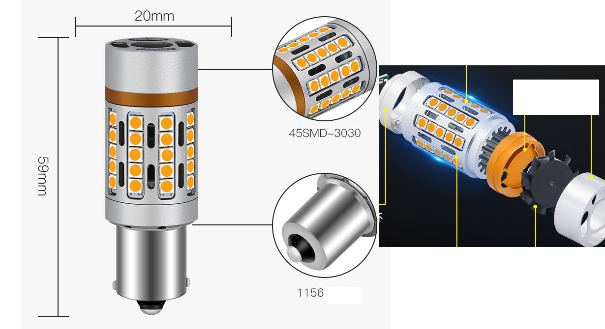 (image for) 22W 12V car led replacing turn signal bulb with led directly