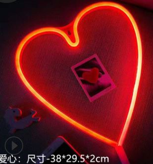 (image for) USB powered 2 AA Battery operation LED Neon Sign Lighting heart - Click Image to Close
