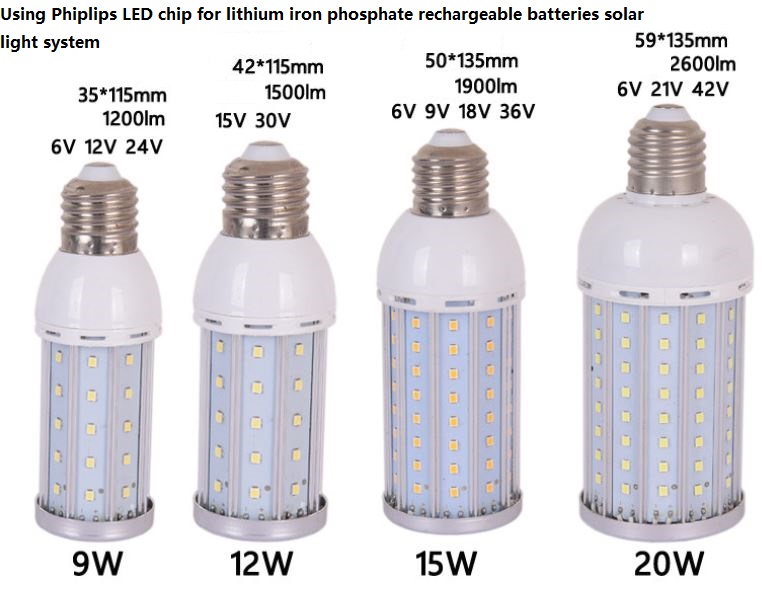(image for) 12W CFL led replacement bulb for lithium iron phosphate rechargeable batteries solar light system DC dimmer
