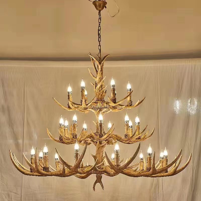 (image for) Home Accents Brown Antlers Chandelier Hotel lobby Light Fixture