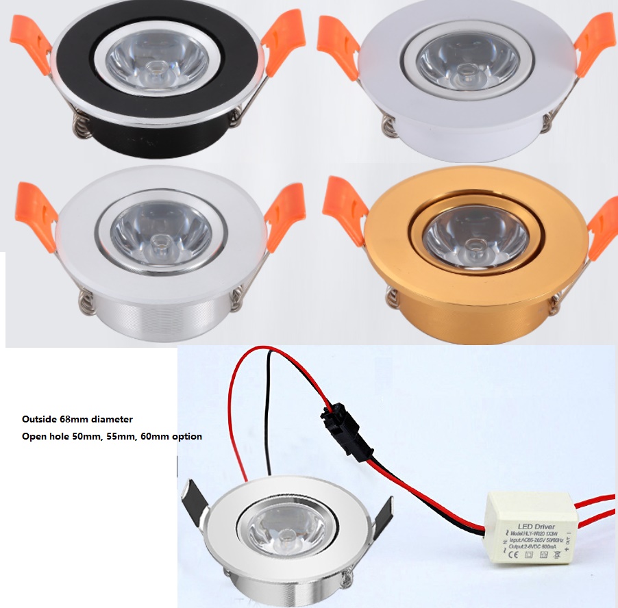(image for) 3W mini Downlights for boat CREE LED chip 12V AC85~265V - Click Image to Close