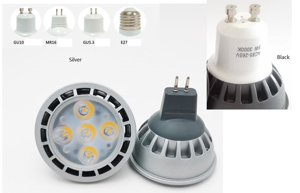 (image for) 5W GU10 led bulb 24V 36V 40V 48V 60V 110V GU5.3 MR16 E27 base, Gu10 led bulb 12v replacement, gu10 24v dimmable led bulb, gu10 12v SCR phase dimming led bulb