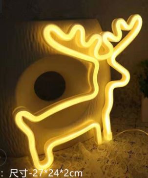 (image for) USB powered 3 AA Battery operation LED Neon Sign Lighting deer - Click Image to Close