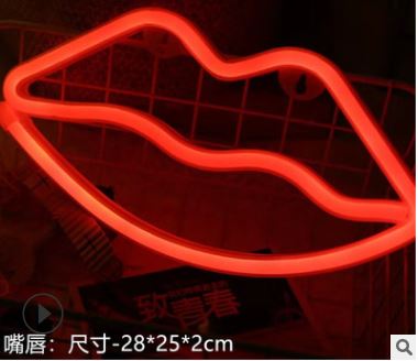 (image for) USB powered 2 AA Battery operation LED Neon Sign Lighting Kiss - Click Image to Close
