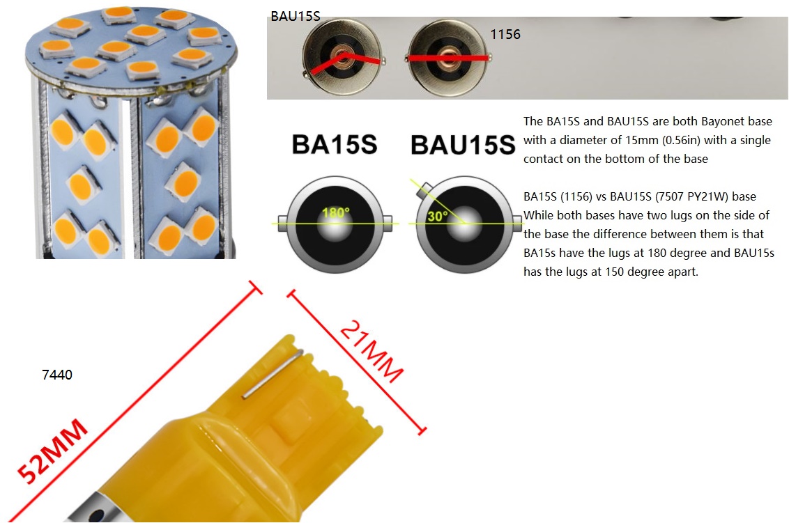(image for) BAU15S 7440 12V~24v car boat led bulb use 35pcs 1.5W Samsung led - Click Image to Close