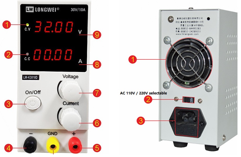 (image for) LED Display laboratory Adjustable Power 0-30V 0-12V 0-24V 0-48V