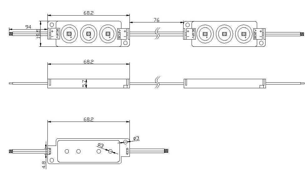 (image for) 0.268W LED modules for backlight use 3 pcs 3528 SMD LED, 12V