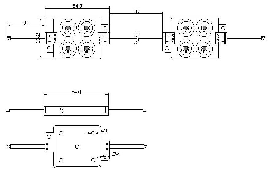 (image for) 1.436W LED modules for backlight use 4 pcs 3535 SMD LED, 12V - Click Image to Close