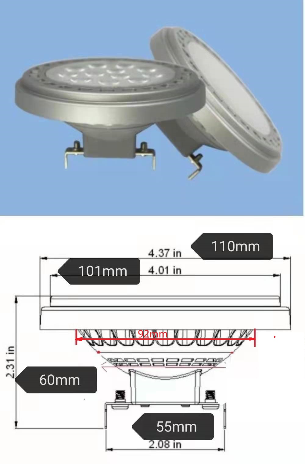 (image for) AR111 G53 LED 11W as HALOSPOT 111 PRO 12V 24° QR111 G53 12V - Click Image to Close