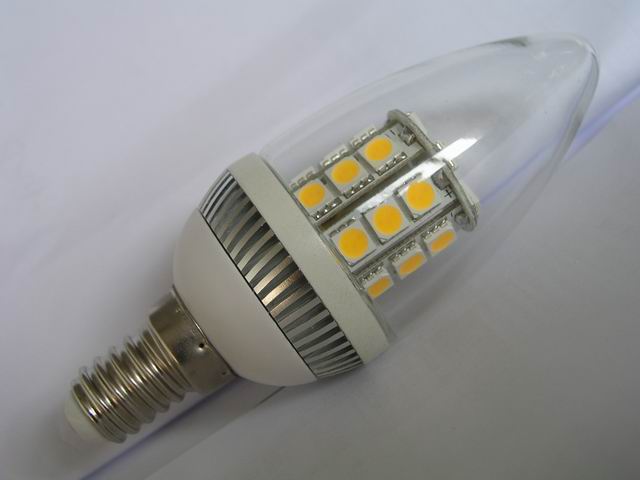 (image for) E14, 4.5W Candle Light bulbs LED, 27 pcs 5050 SMD, Warm white - Click Image to Close