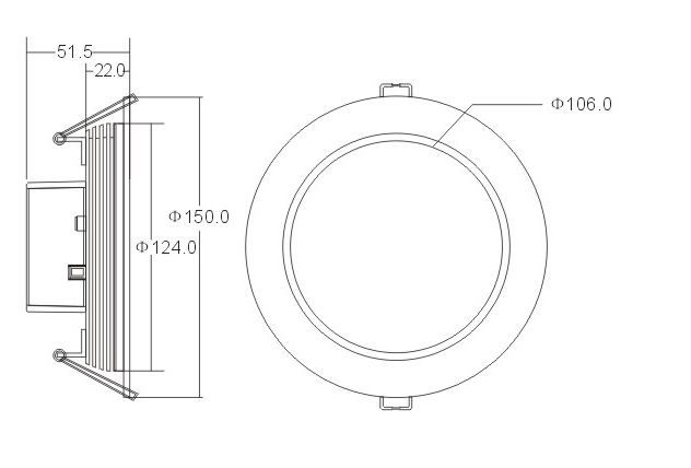 (image for) LED downlight 12 Watts with Aluminum Fixture