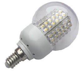 (image for) E27/E14, 5 watt LED house lights, 55mm Globe bulbs using 78 leds - Click Image to Close