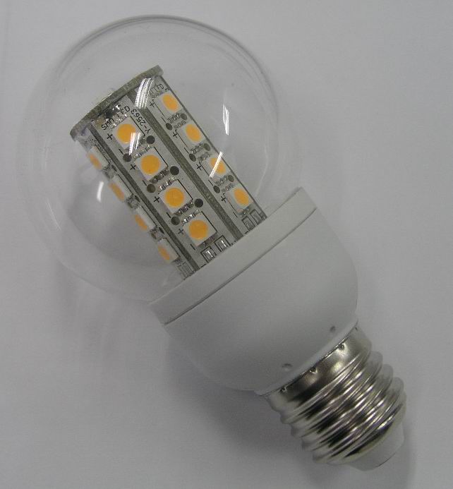 (image for) E27, 5W, 27 LEDs, A19 led light bulb replacement, cool white - Click Image to Close
