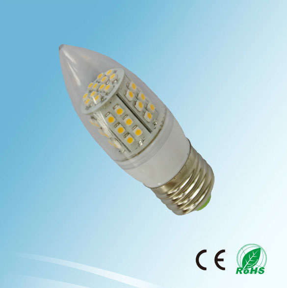 (image for) E27, 3W LED bulbs, 31mm w/cover w/48pcs 3528 SMD LED, 230V - Click Image to Close