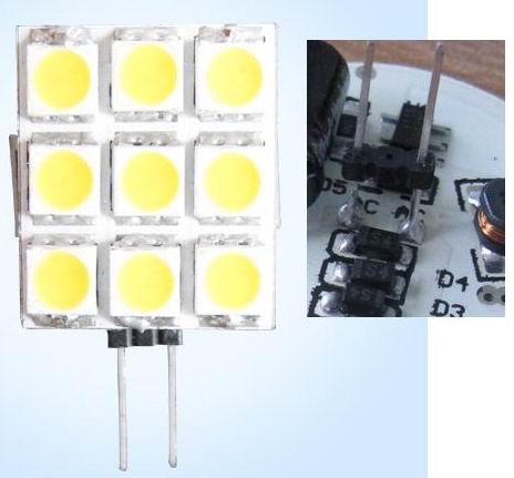(image for) G4 back/side pin, 1.8W 9 pcs 5050 SMD LED, differtnt color,OEM - Click Image to Close