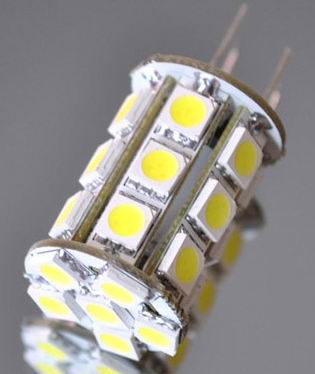 (image for) G4, 4 Watt light bulbs LED, 24pcs 5050 SMD, Warm white, 8~30V - Click Image to Close