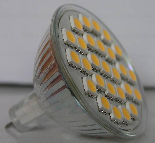 (image for) MR16, 4W dimmable LED bulbs, 27pcs 5050 LED, Warm white, AC 12V - Click Image to Close