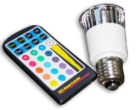 (image for) E27, 5W light bulbs led RGB, Dimmable remote controlled - Click Image to Close