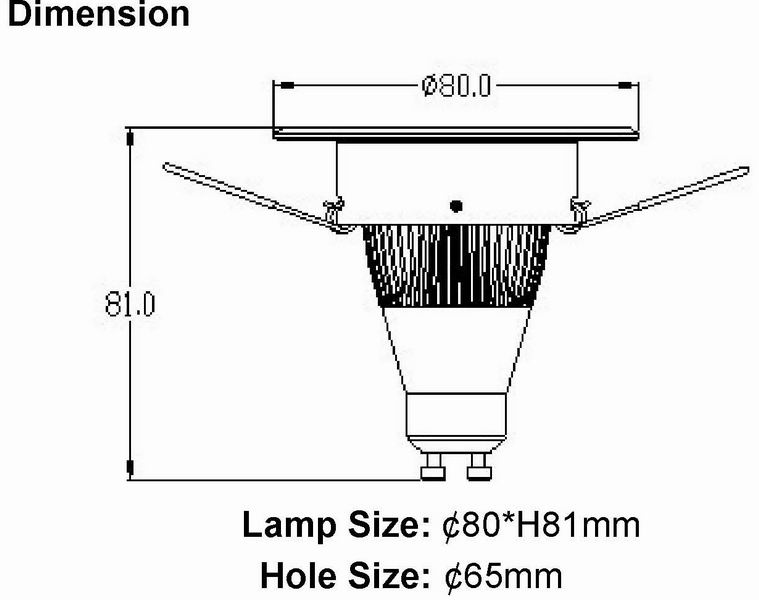 (image for) 8 Watt LED downlight, Cree LED W/ Aluminum Fixture, W/ GU10 base