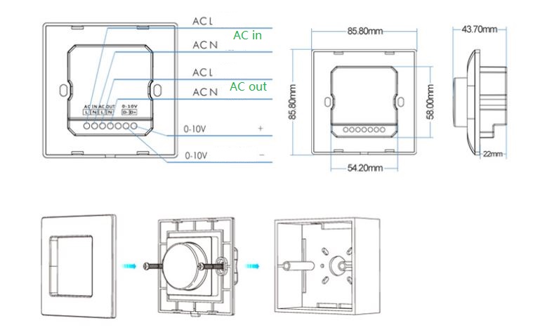 (image for) 0-10V dimmer wall switch AC100-265V active electronic dimmer