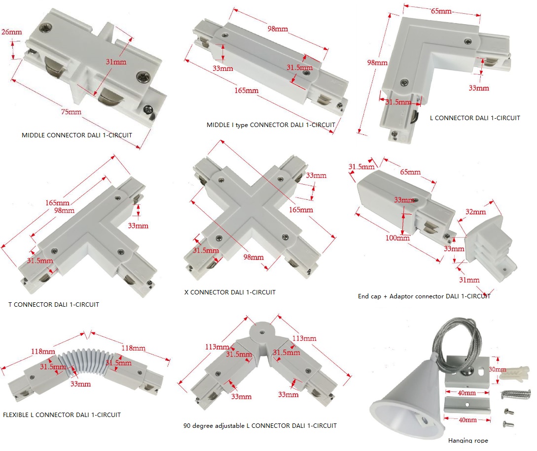 (image for) CONNECTOR Surface mounted 1-circuit DALI track or 3 phase track