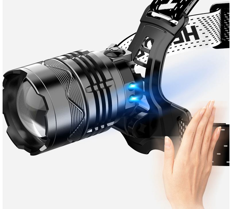 (image for) 500M irradiation distance LED Headlamp Rechargeable, led lenser headlamp rechargeable, Fluorescence led head light Fishing, caving, daily carrying, Aluminum alloy telescopic zoom - Click Image to Close