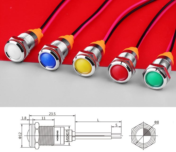 (image for) 12MM Industrial annunciator panel mount led Indicator Pilot Lamp