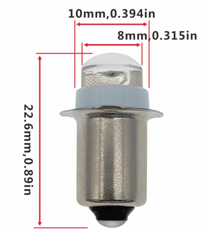 (image for) P13.5S 10mm (0.394 in )diameter led flashlight 0.5W MINIATURE Torches 3V 6.3V 12V 18V 24V