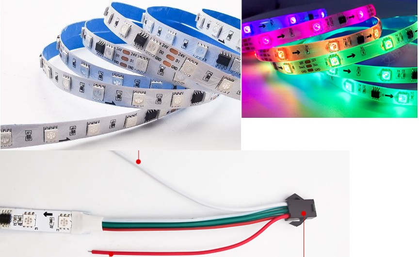 (image for) 24V 60 Leds SM16703 SPI protocol RGB LED Strip for truck boat - Click Image to Close