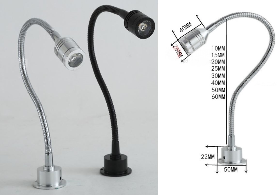 (image for) Flexible Pipe 3W LED Wall Sconce Fixture jewelry counter wine cabinet led hose spotlight