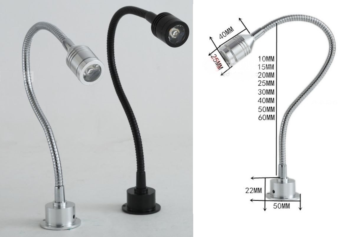 (image for) Flexible Pipe 3W LED Wall Sconce Fixture jewelry counter wine cabinet led hose spotlight - Click Image to Close