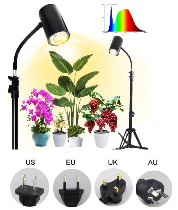 (image for) 20W adaptable and adjustable Standing LED Grow Lights, floor-standing tripod spotlight LED plant lamp, LED grow light spotlight for Indoor Plants