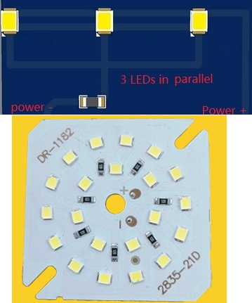 (image for) 21W LED PCB board use 9V High Volt LED Chip parallel directly in order to avoid one being defective and the whole light will not turn on - Click Image to Close