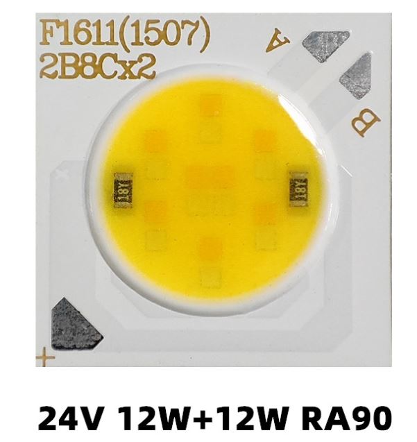 (image for) Ra>90, 12W 6500K + 12W 3000K COB LED chip on 1507 PCB board directly operate on constant voltage DC 24V