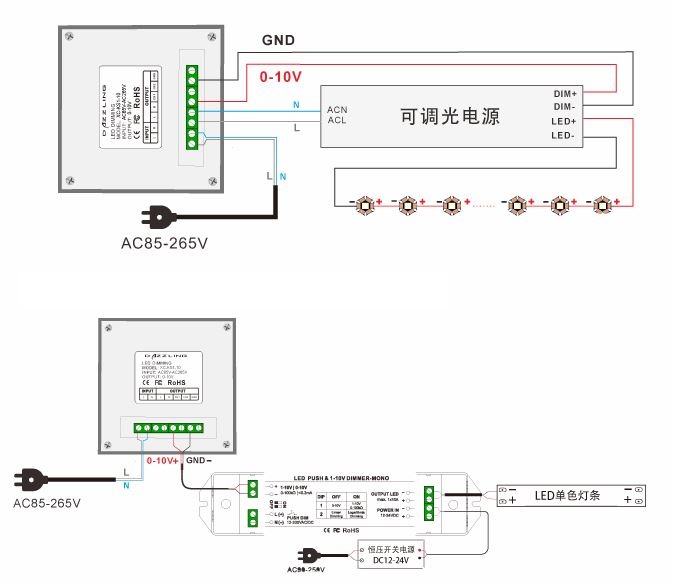 (image for) 2 CH 1-10V dimmer switch, LED CT controller panel wall mounted Dimmer switch, LED light color Temperature CT controller panel