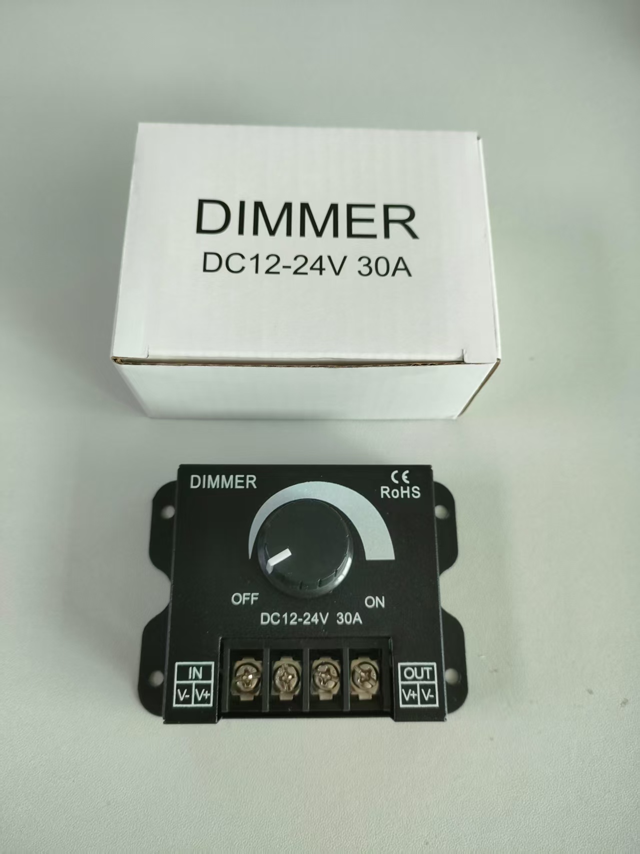 (image for) 30A 12V-24VDC dimmer switch led lights Brightness rotary control for DC dimming led bulb or led strip, DC Dimmer 12V, 24V, PWM Dimmer switch