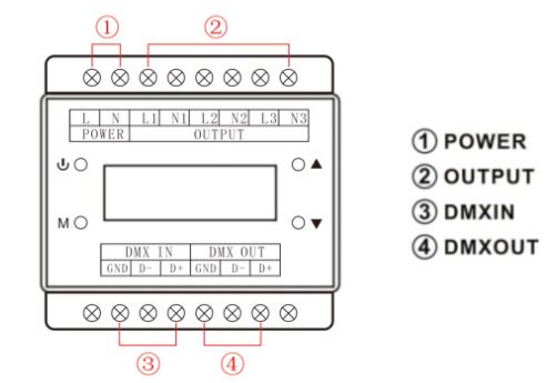 3 CH DIN rail DMX decoder AC 110V AC 230V reverse phase dimmer