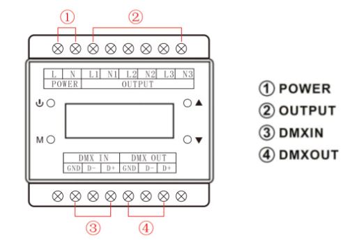 (image for) 3 CH DIN rail DMX decoder AC 110V AC 230V reverse phase dimmer