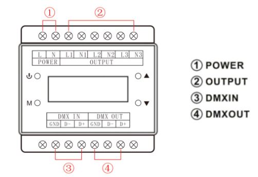 (image for) 3 CH DIN rail DMX decoder AC 110V AC 230V reverse phase dimmer - Click Image to Close